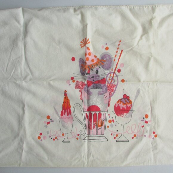 Vintage CANNON Double Printed Cotton Pillowcase - Poodle, Mouse - Picture 4 of 7